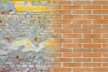 Eski ve yeni tuğla duvar - konsept görüntü