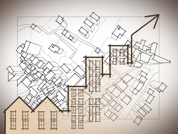 Crecimiento de la tendencia del mercado inmobiliario - imagen conceptual con c — Foto de Stock