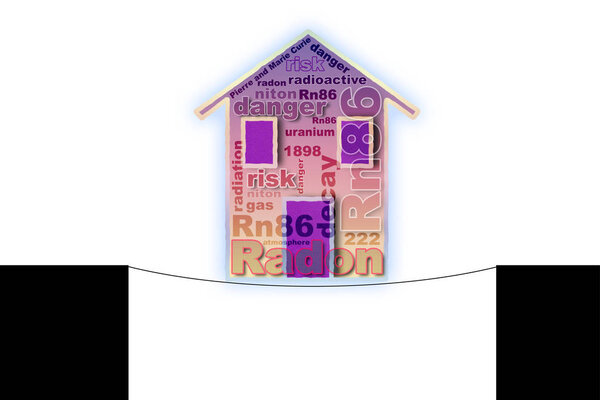 The danger of radon gas in our homes - concept illustration with