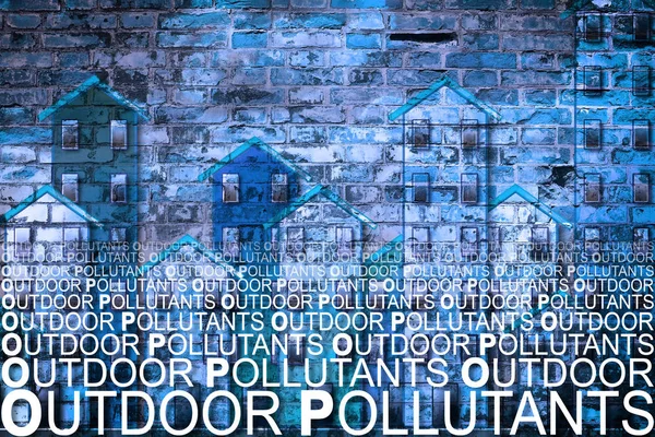 Polluants atmosphériques extérieurs sur fond de bâtiments - concept — Photo
