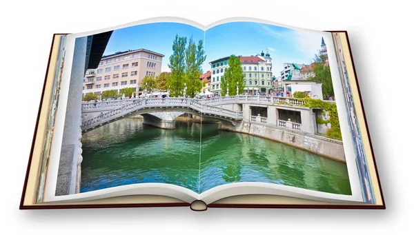 A híres "Triple Bridge" Ljubljana (Szlovénia-Európa)-PE — Stock Fotó