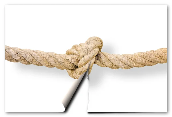 Cut the gordian knot - problem solving concept image with a ripp — Stock Photo, Image