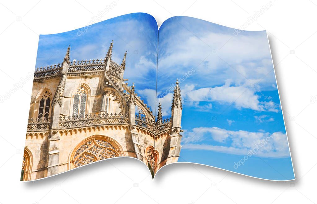 Detail of the facade of Batalha cathedral in Portugal (Europe) o