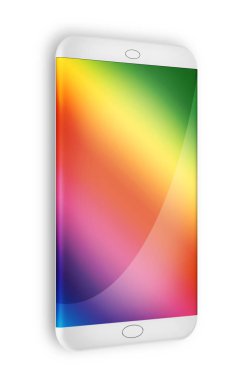 Yuvarlak köşeli renkli bir akıllı telefonun 3d render