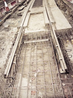 CI yol ve tramvay Demiryolları onarmak için şantiye