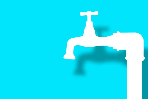 Outline of a water brass faucet isolated on solid color backgrou