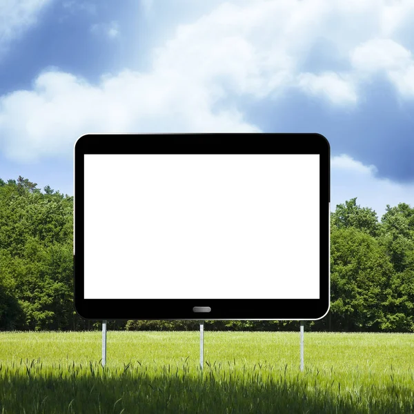 Blanco reclame billboard, in de vorm van een digitale Tablet, im — Stockfoto
