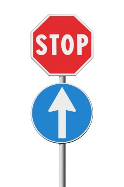 Contradiction concept with traffic signs - concept image clipart