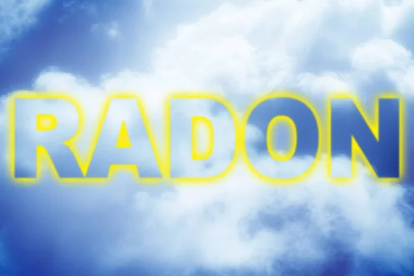 对多云的天空 - 概念图像的 Radon 气体文本 — 图库照片