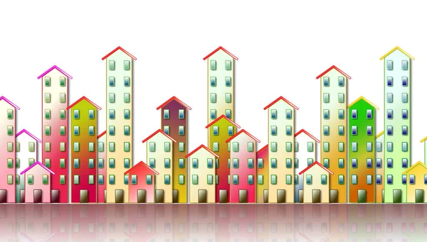 Agglomerato urbano colorato di un sobborgo - illustrazione concettuale a — Foto Stock