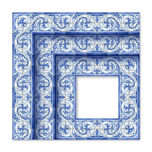 Návrh rámu s typickou portugalskou výzdobou nazvanou "azulejo — Stock fotografie