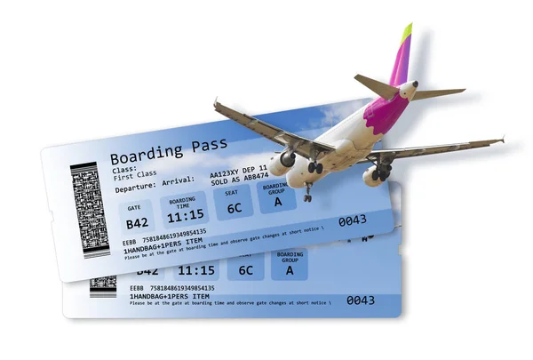 Flygbolaget boardingkort biljetter isolerade på vit-konstverk på FUS — Stockfoto