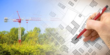 Yeni bir şehir oluşturma - konsept görüntü ile ve bir hayal çizim