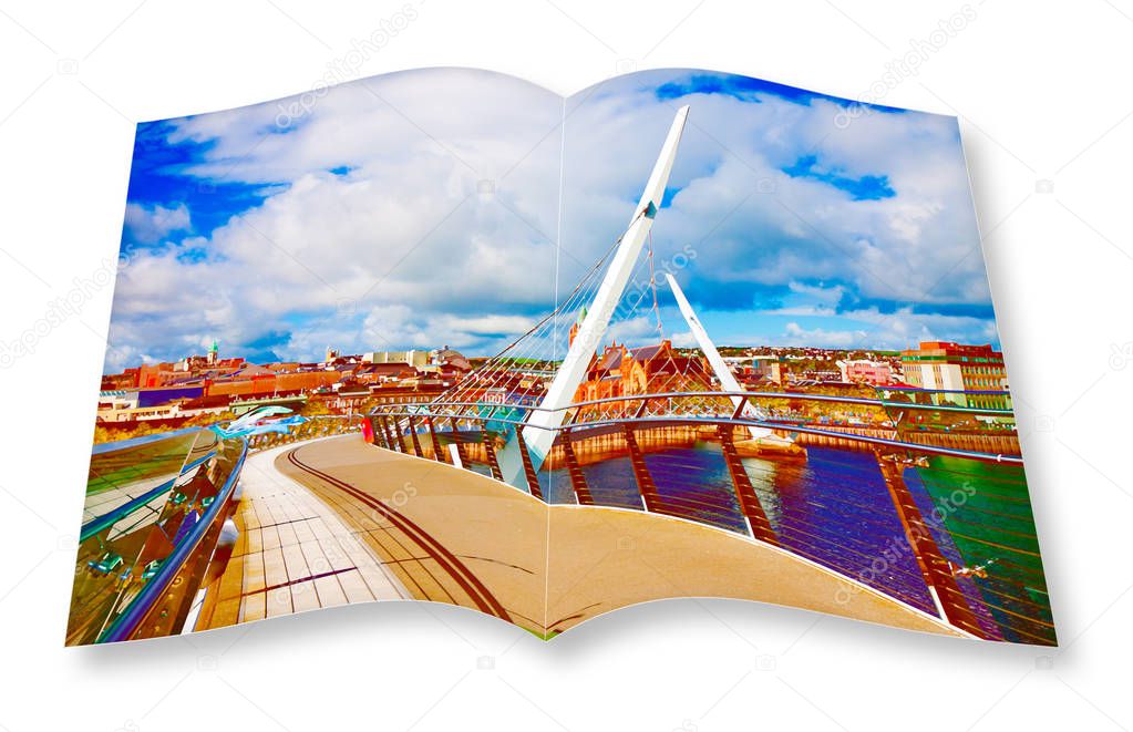 Urban skyline of Derry city (also called Londonderry) with the 