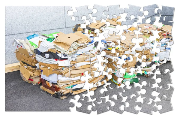 Naučit se obraz recyklování ve tvaru skládačky-sta — Stock fotografie