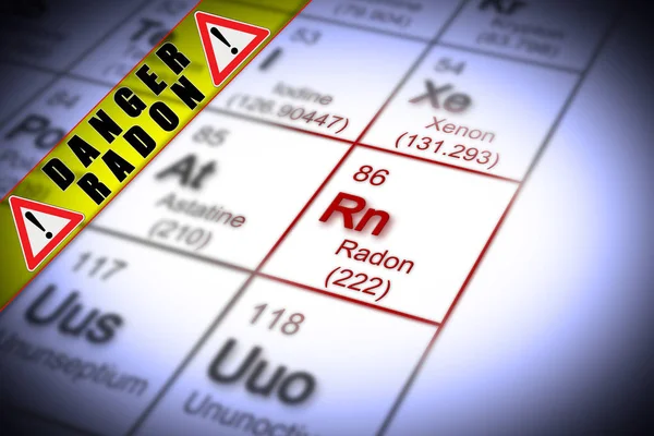 Le danger du radon dans nos maisons - image conceptuelle avec période — Photo