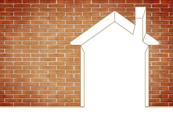 La silueta de la casa pequeña contra la pared de ladrillo - la imagen conceptual —  Fotos de Stock