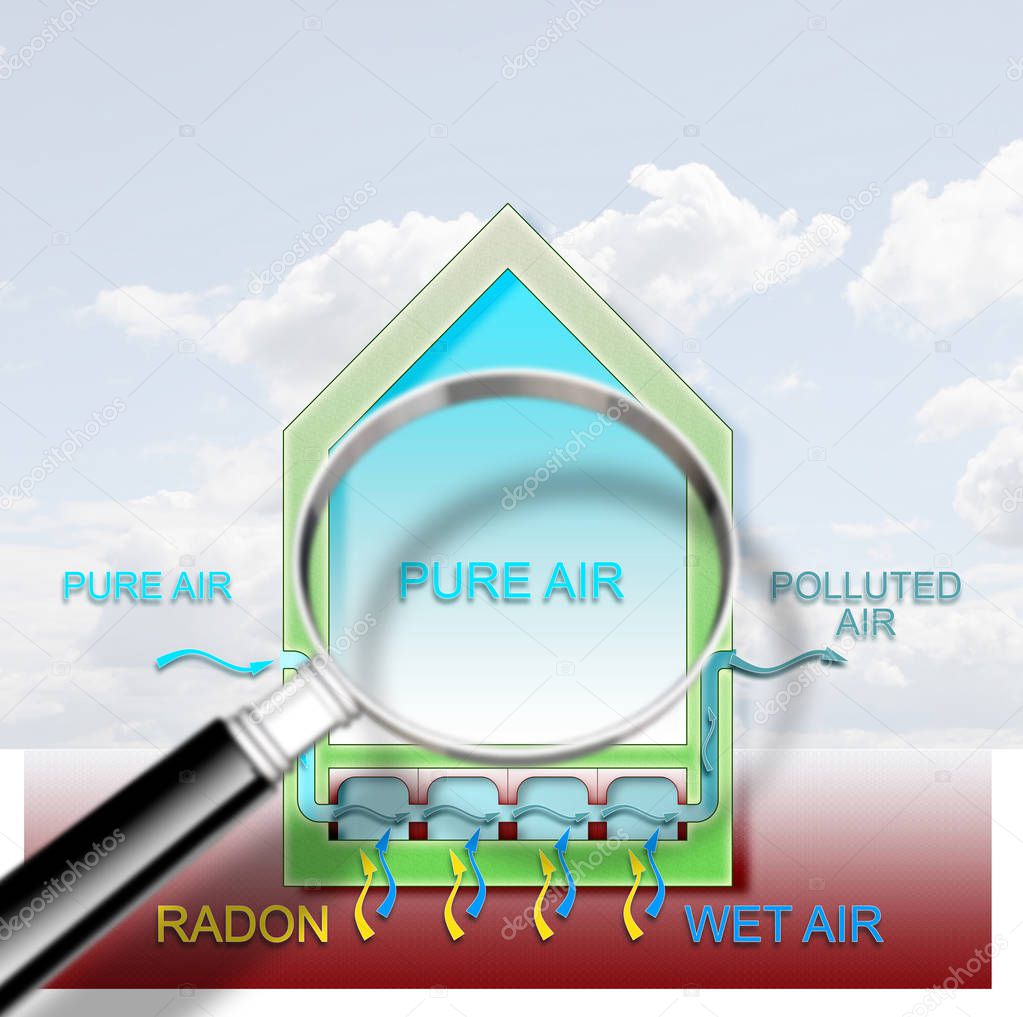 The danger of radon gas in our homes - Radon testing concept ill