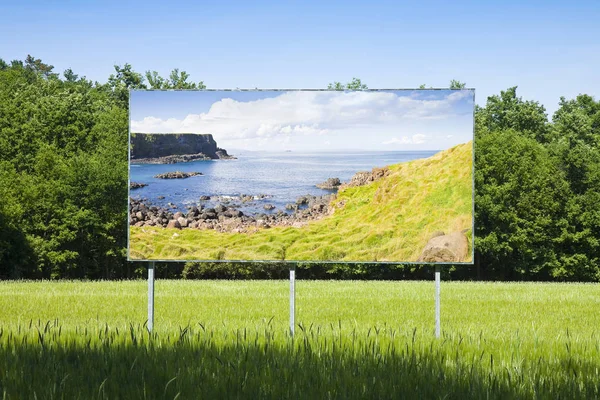 Billboard in a rural scene with Irish landscape - concept image