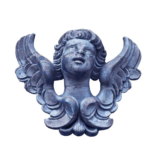 Escultura de um anjo de madeira isolado no fundo branco - tonificado — Fotografia de Stock