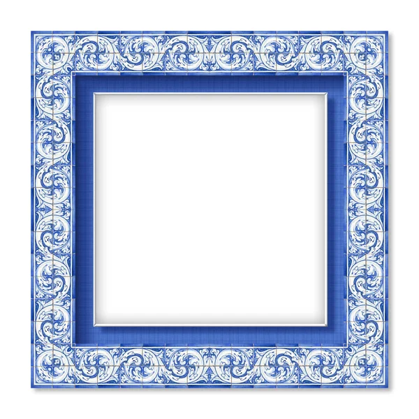 Frame design with typical portuguese decorations called "azulejo — Stock Photo, Image