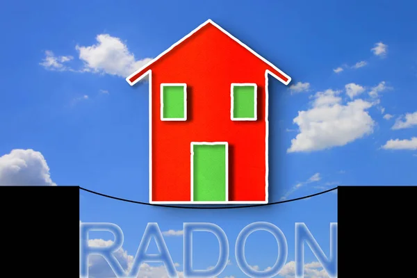 Construção em equilíbrio sobre o gás de radão perigoso - conceito illus — Fotografia de Stock