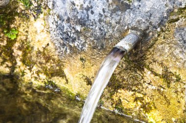 İçme suyunun kaynağı bir dağdan gelir - kopyasıyla birlikte.