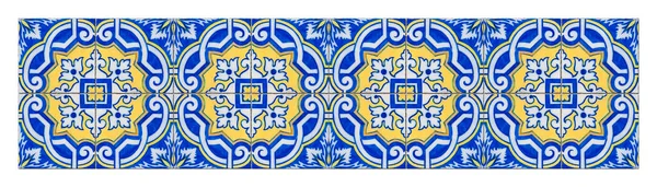 Nápis Design Typickými Portugalskými Dekoracemi Názvem Azulejos Barevných Keramických Dlaždic — Stock fotografie
