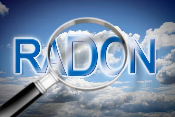 Searching Danger Radon Gas Air Concept Image Sky Text Magnifying — Stock Photo, Image