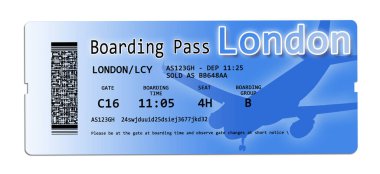 Londra 'ya uçak bileti - Görüntünün içeriği tamamen icat edildi ve telif hakları kapsamında yer almıyor. 