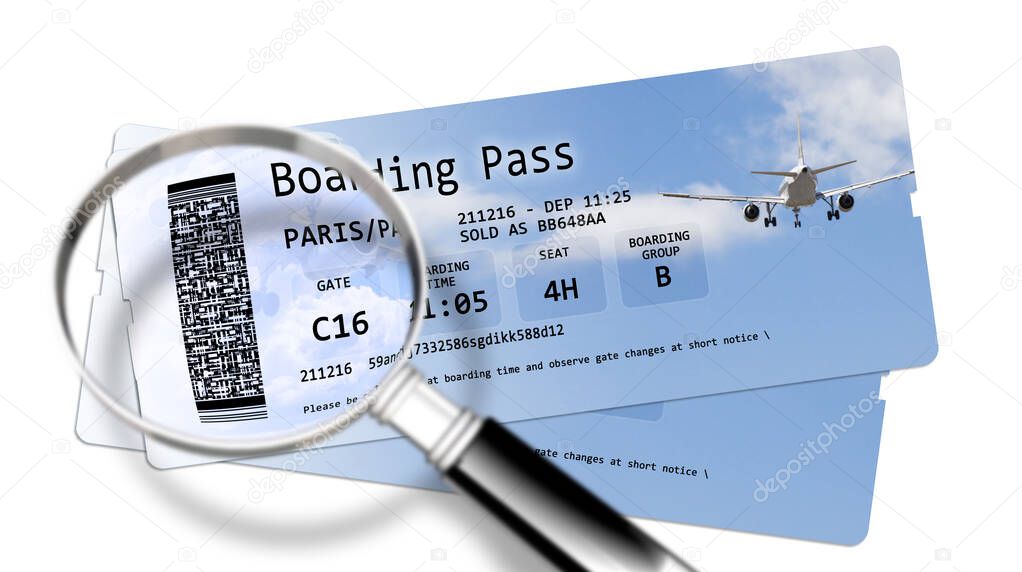 Airline boarding pass tickets - The dangers of identity theft at airports - Concept image
