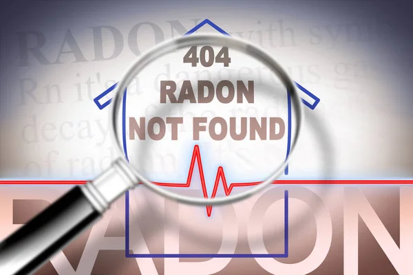 Free from the radon gas that has not been found in your home - concept image with check-up chart about radon contamination and magnifying glass.