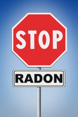 Radonu durdur - Mavi arkaplanda yol işareti olan resmi kavra