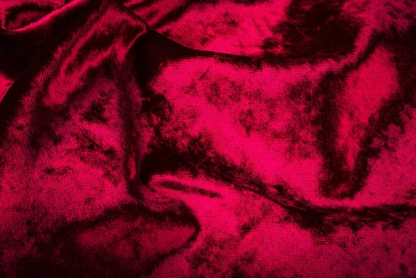 Abstrakt Röd Lila Creasy Sammet Tyg Bakgrund Konsistens Vacker Lyxigt — Stockfoto