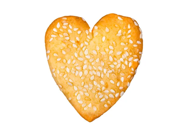 Homemade Heart Shaped Cookie Sesame Seeds Baked Valentine Day February — Stock Photo, Image