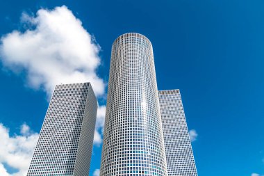 Azrieli Shopping Mall and business center, three skyscrapers in the heart of Tel Aviv, Israel clipart