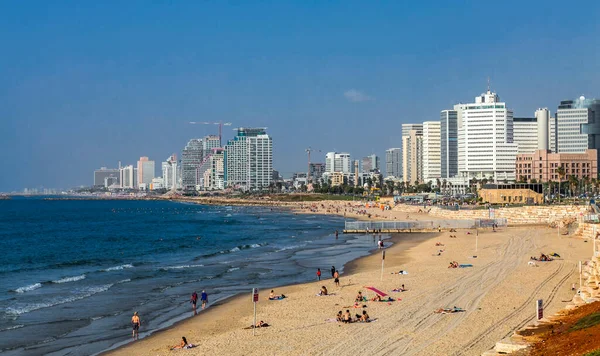 Modern Tel Aviv gökyüzü, İsrail plaj manzarası Yafo 'dan