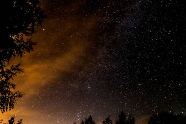 Yıldızlı gece gökyüzü, ağustosta Samanyolu 