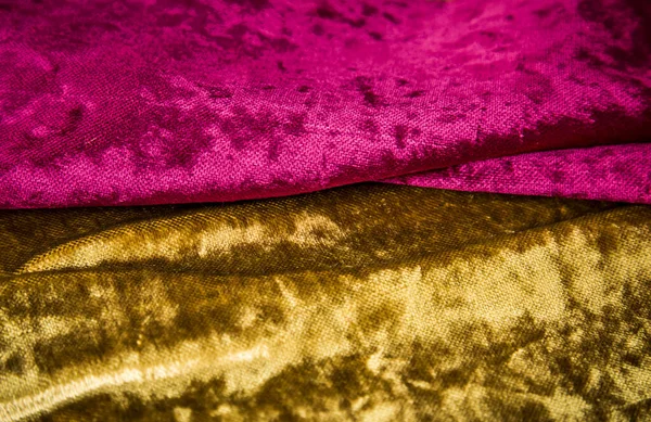 Textura Fondo Tela Terciopelo Rojo Dorado Abstracto — Foto de Stock