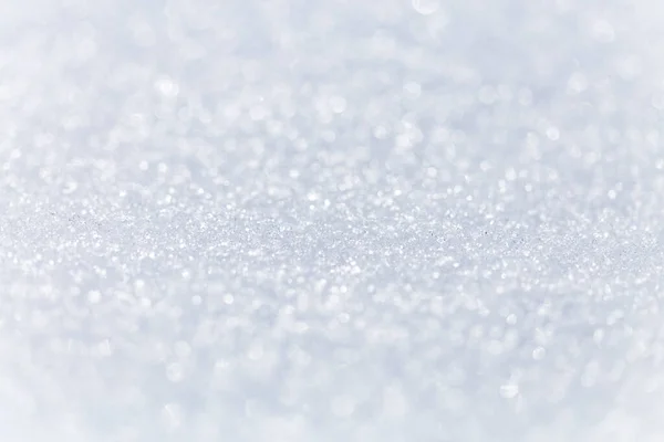 Närbild Makro Fotografering Textur Gnistrande Färsk Vit Snö Med Ljusblå — Stockfoto