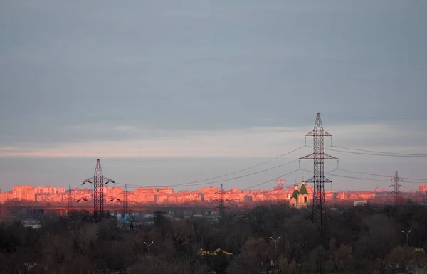 Goldener Sonnenuntergang Der Stadt — Stockfoto