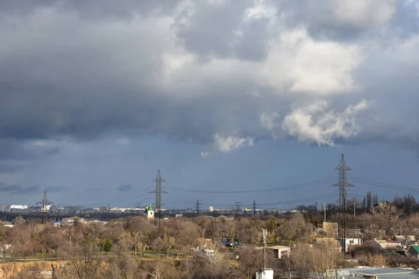 Céu Nublado Cidade Inverno — Fotografia de Stock