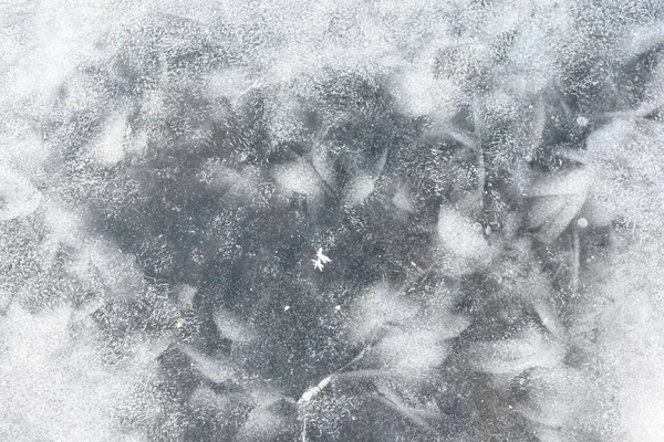 Textura Gelada Rio Congelada Dia Ensolarado Inverno — Fotografia de Stock