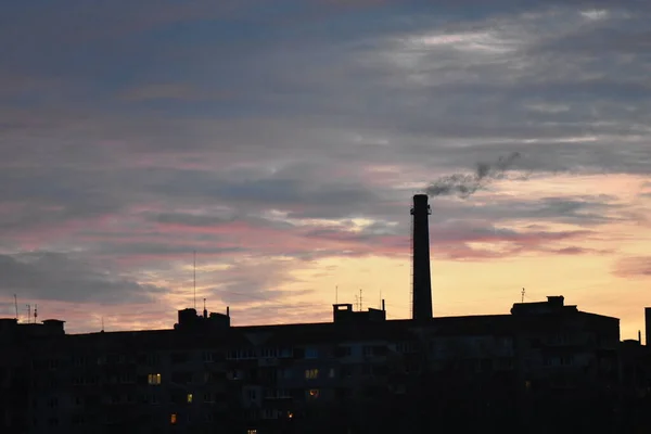 Dämmerung Der Stadt Schöner Sonnenuntergang — Stockfoto