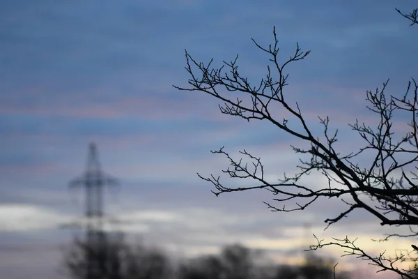 Crépuscule Dans Ville Magnifique Coucher Soleil — Photo