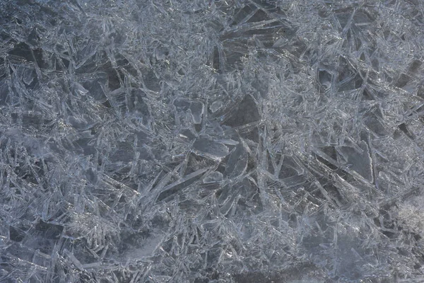 Ice Texture Frozen River Sunny Winter Day — Stock Photo, Image