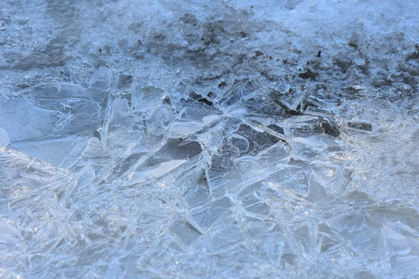 Textura Gelo Rio Congelado Dia Ensolarado Inverno — Fotografia de Stock