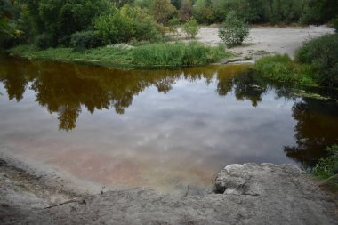 Bulutlu bir günde göl ve orman