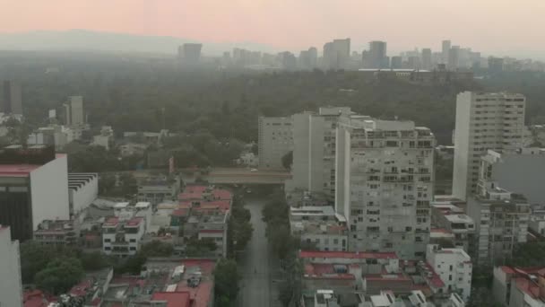 Aerial View Pollution Mexico City Chapultepec Forest — Stock Video