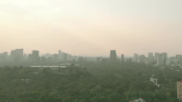 Aerial View Pollution Mexico City Chapultepec Forest — Stock Video